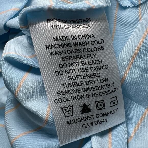 Footjoy FJ Polo Shirt Size 2XL Blue Orange Tonal Stripe Lisle Golf Dad Preppy - Picture 12 of 12